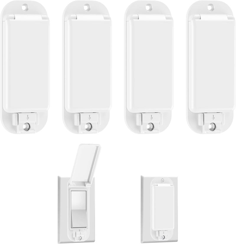 LRANFOW 4 Light Switch Guard Cover, Baby Proof Wall Switch Cover Guard for Rocker Light Switch Protects Your Lights or Circuits from Being Accidentally Turned On or Off - Image 1